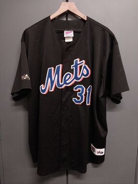 Majestic Vtg. Ny Mets Black Alternate Mike Piazza Mesh Jersey Size 2xl Authentic